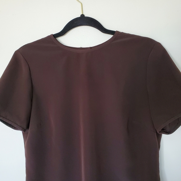 Vtg Liz Claiborne Brown Short Sleeve Round Neck Blouse Size 6 - Picture 4 of 16
